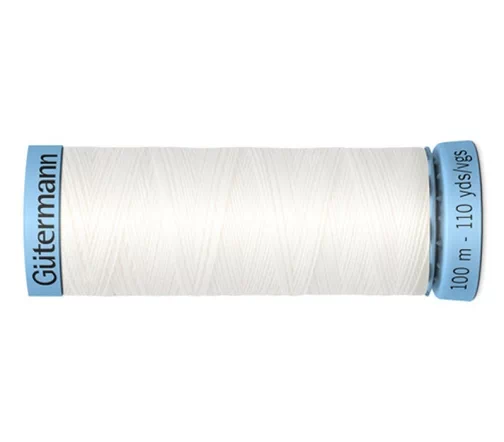 Нить Silk S303 для тонких швов, 100м, 100% шелк, цвет 800 белый, Gutermann 744590