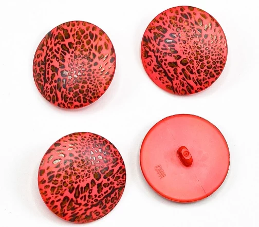 Пуговица DILL "Крапинки", на ножке, пластик, цвет малиновый/коричневый, 28 мм