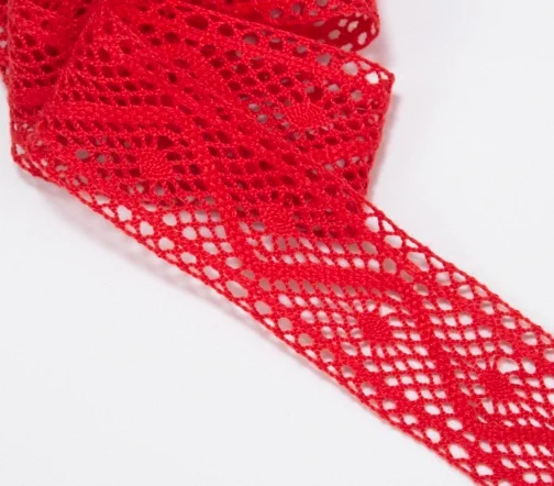 Мерсеризованное кружево IEMESA, ширина 30 мм, цвет красный