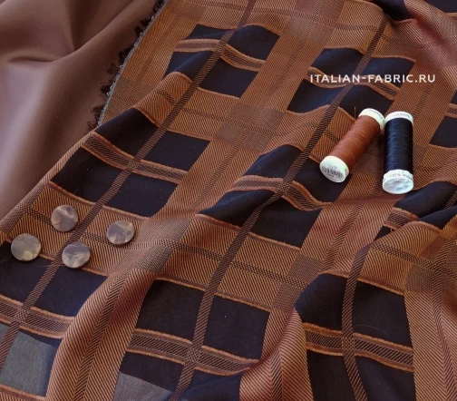 Шифон деворе Armani "Крупная клетка", цвет черный/коричневый, 02140