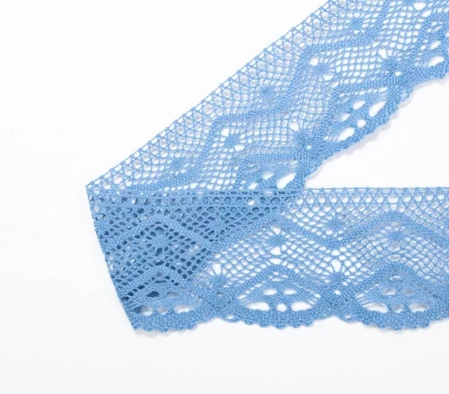 Мерсеризованное кружево IEMESA, ширина 58 мм, цвет голубой
