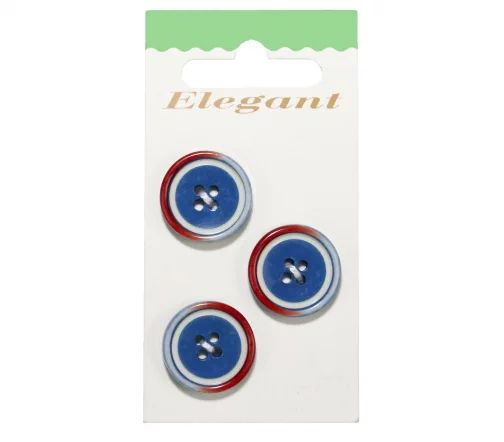 Пуговицы Disboton, 20 мм, 4 отв., пластик, 3 шт., ярко-синий/белый/красный