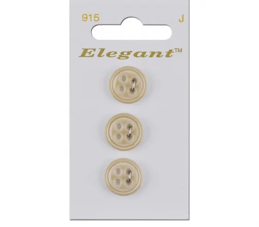 Пуговицы Elegant, арт. 915 I, 4 отв., 16 мм, пластик, 3 шт., бежевый