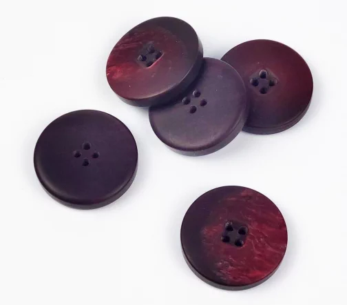 Пуговица, Union Knopf, 4 отв., пластик, цвет черно-бордовый перлам., 23 мм