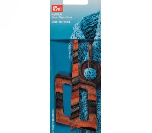 417743 Декоративная застежка параллелограмм, 52 х 58 мм, натур. дерево, Prym