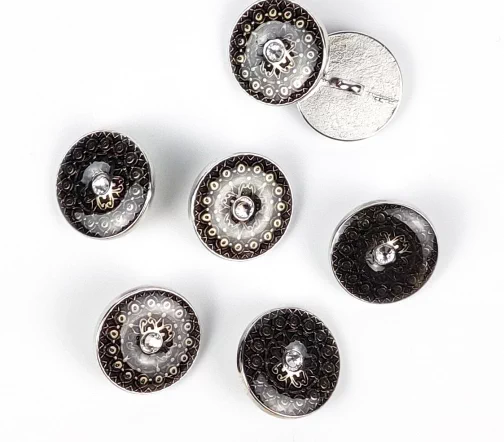 Пуговица со стразом, 18 мм, на ножке, металл, цвет серебро/серый