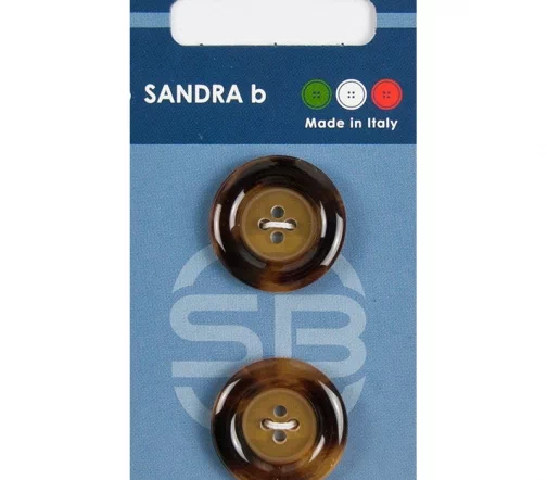 Пуговицы Sandra, 23 мм, 4 отв., пластик, 2 шт., коричневый, арт. CARD089