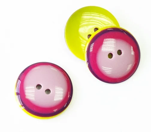 Пуговицы, Union Knopf, "Радуга", 2 отв., пластик, цвет роз/сирен/фиол/горч, 23 мм