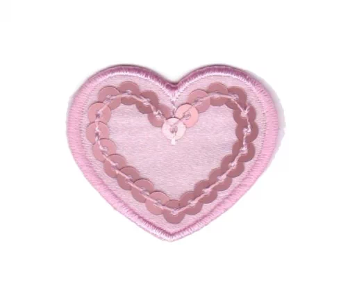 Термоаппликация "Сердце с пайетками", 3 х 3,6 см, розовый, арт. 569561.F