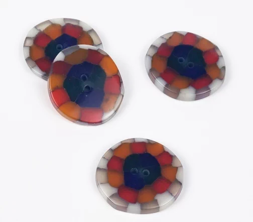 Пуговицы, Union Knopf, "Цветная плитка", 2 отверстия, пластик, 34 мм
