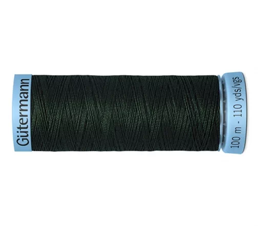 Нить Silk S303 для тонких швов, 100м, 100% шелк, цвет 707 т.зеленый, Gutermann 744590