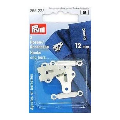 265225 Крючок для брюк и юбок с дугой (сталь), серебристый цв., 12 мм, 2шт., Prym