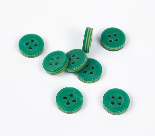 Пуговица, Union Knopf с полоской, 4 отв., пластик, цв.зеленый, 11мм, 453251-011-2638
