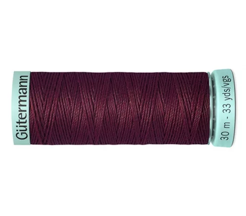 Нить Silk R 753 для фасонных швов, 30м, 100% шелк, цвет 369 винный, Gutermann 723878