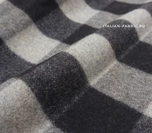 Шерсть пальтово-костюмная в черную/серую клетку, 00401-1