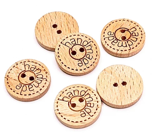 Пуговица DILL "Handmade", 2 отв., дерево, цвет бежевый, 18 мм