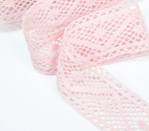 Мерсеризованное кружево IEMESA, ширина 30 мм, цвет светло-розовый