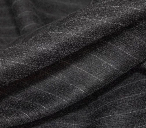 Шерсть с шелком костюмная, графит в полоску, 00308