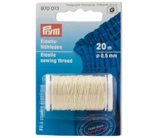970013 Эластичная нить для шитья 0,5 мм, 20 м, цвет сливочный, Prym