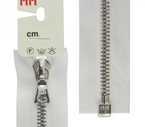 Молния RiRi металл, Ni, слайдер FLASH, разъёмная 1 замок, 6 мм, 80 см, цвет 2101, белый