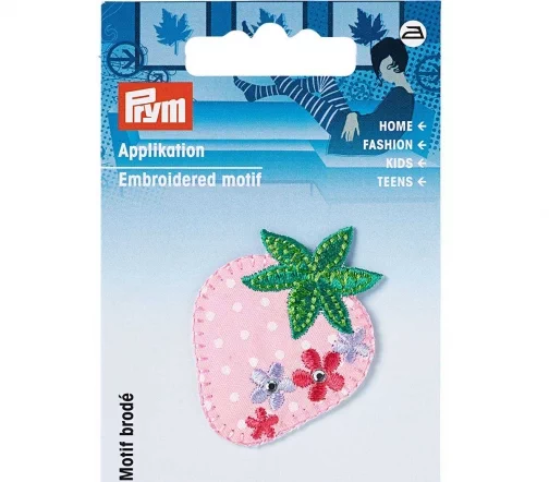 923137 Термоаппликация "Клубника розовая с цветами" 3,5х4,7 см, Prym