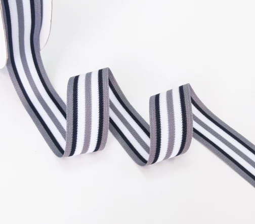 Лента лампасная в полоску, 25 мм, серый/черный/белый, R2-03-25