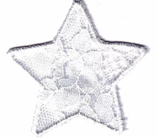 Термоаппликация "Звезда средняя кружевная белая", 5 x 5,3 см, арт. 569525.A