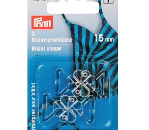 416151 Застежка для бикини пласт. клевер прозр. 15мм, Prym