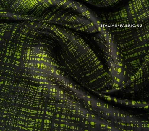 Шелк жаккардовый "Паутинка", фон зеленый, 02142-1