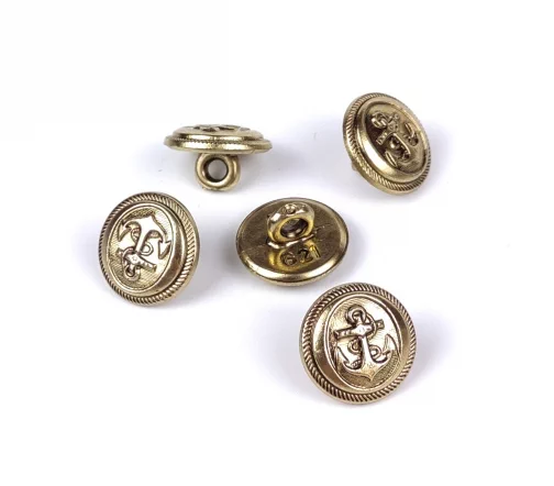 Пуговица DILL "Якорь", на ножке, пластик, цвет состаренное золото, 14 мм