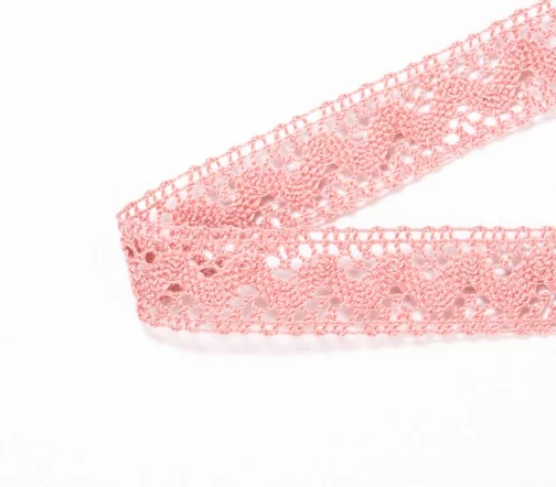 Мерсеризованное хлопковое кружево IEMESA, ширина 16 мм, цвет состаренно-розовый
