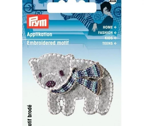 925555 Термоаппликация "Медведь серый с шарфом" 6,4х9,3 см, Prym