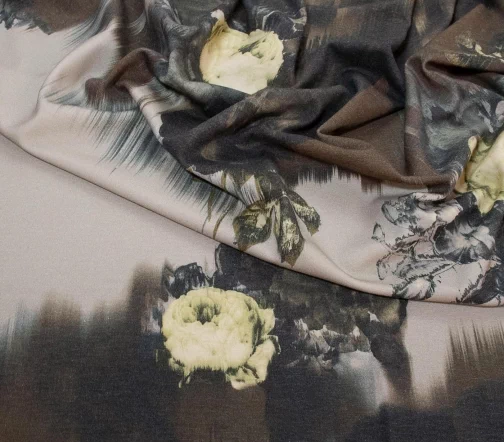 Джерси купон "Желто-зеленые цветы", 02021к