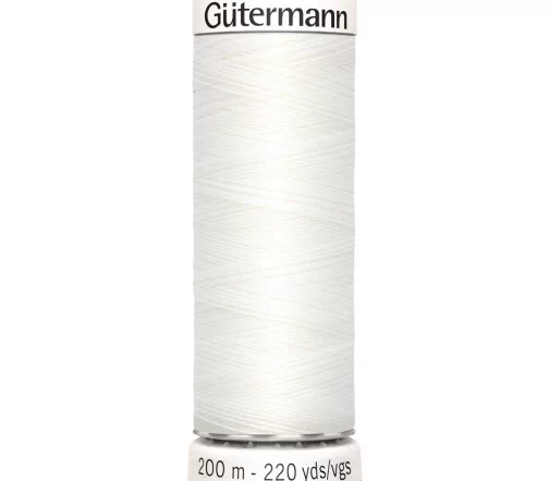 Нить Sew All для всех материалов, 200м, 100% п/э, цвет 800 белый, Gutermann 748277