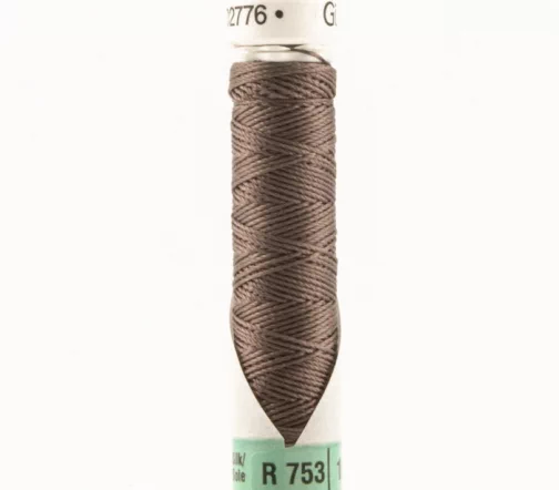 Нить Silk R 753 для фасонных швов, 10м, 100% шелк, цвет 969 серо-коричневый, Gutermann 703184