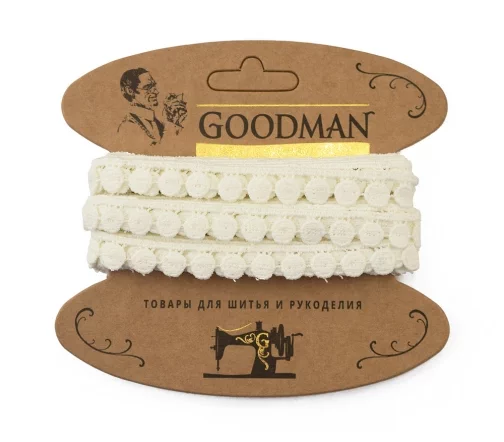 Кружево гипюр GOODMAN, ширина 12 мм, уп./4,5 м, цвет молочный, G-4634.112