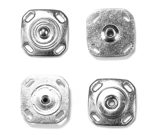 Кнопка квадрат пришивная, металл, 15мм, цвет серебро, M882-15-1