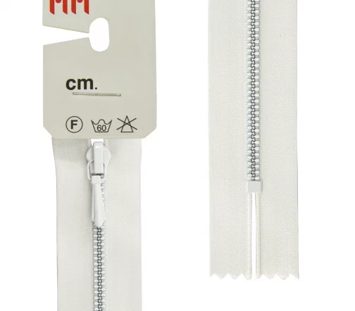 Молния Riri для юбок, металл крашеный, неразъёмная, 3мм 20см, цвет 2111, бело-бежевый светлый