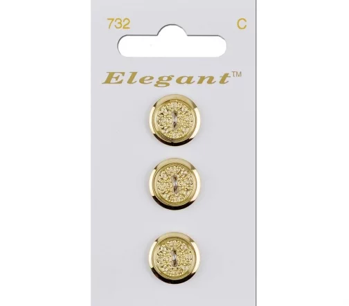 Пуговицы, Elegant, арт. 732 С, 2 отв., 16 мм, пластик, 3 шт.