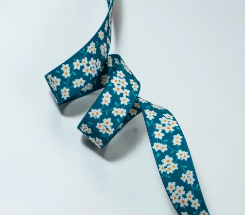 Резинка SAFISA декоративная в цветочек, 30 мм, цвет 01 зеленый