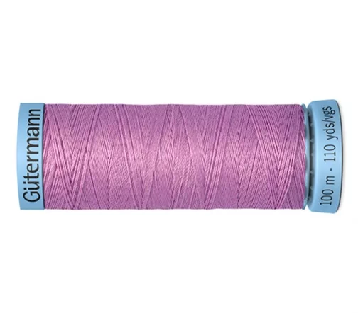 Нить Silk S303 для тонких швов, 100м, 100% шелк, цвет 211 нежно сиренево-розовый, Gutermann 744590