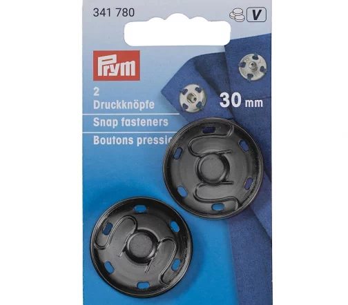341780 Кнопки пришивные, латунь, 30 мм, цвет оружейного металла, 2 шт., Prym