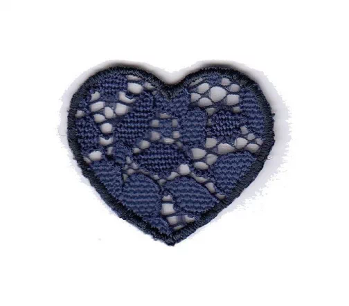 Термоаппликация "Сердце кружевное малое синее", 3 х 3,5 см, арт. 569614.C