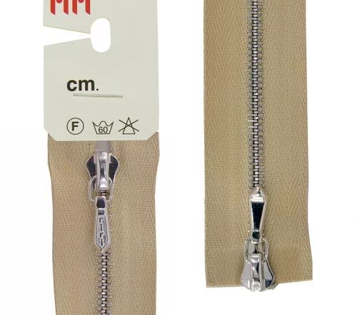 Молния Riri металл, Ni, слайдер Tropf, 4 мм, разъёмная, 2 замка, 80 см, цвет 2230, светло-бежевый