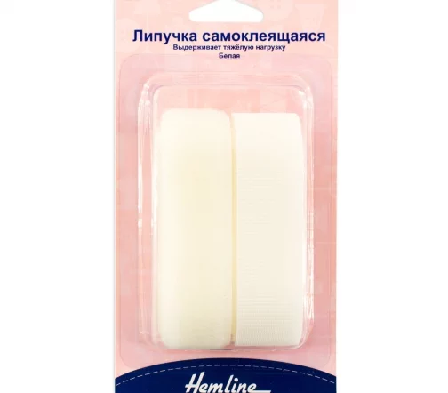 659.25.W Лента липучка (велькро) самоклеящаяся белая, 25 мм*1 м, Hemline