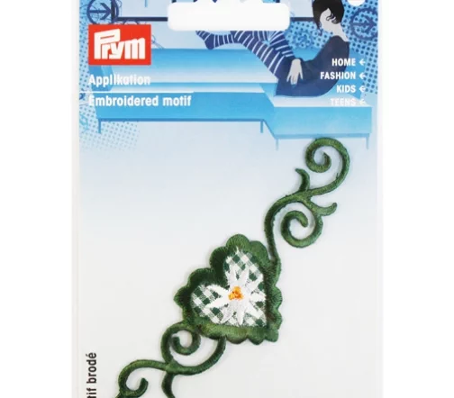 925490 Термоаппликация "Нить цветов" 9,5х3 см, зеленый цв., Prym