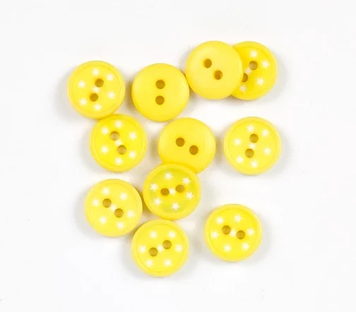 Пуговица Union Knopf "Звездочки", 2 отв., пластик, цвет желтый, 12 мм