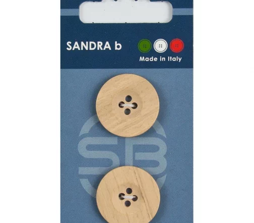 Пуговицы Sandra, 23 мм, 4 отв., пластик, 2 шт., деревянный, CARD238