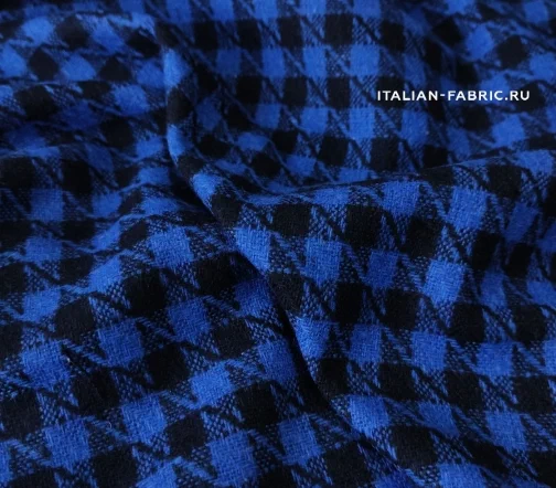 Ткань костюмная в синюю и черную клетку, 1092016