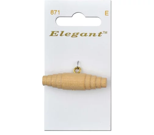 Пуговица Elegant, арт. 871 H, на ножке, 44 мм, дерево, бежевый